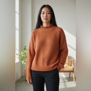 CupShe Rust Orange Mock Neck Sweater Medium NWT | Soft Cozy Essential